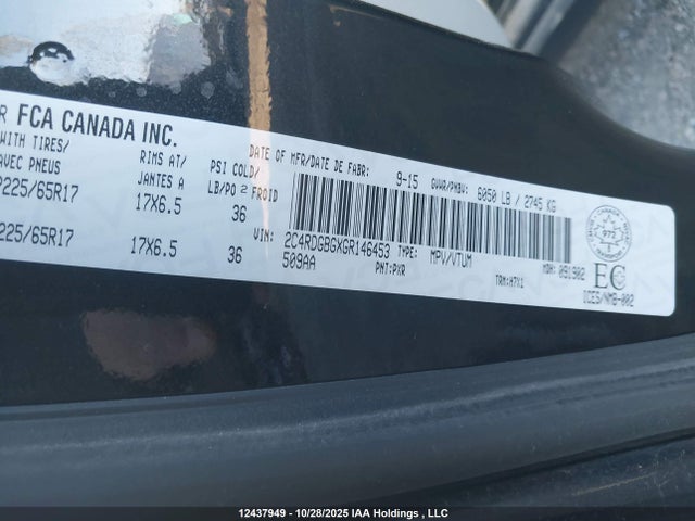 Auction sale of the 2016 Dodge Grand Caravan Se/sxt, vin: 2C4RDGBGXGR146453, lot number: 12437949