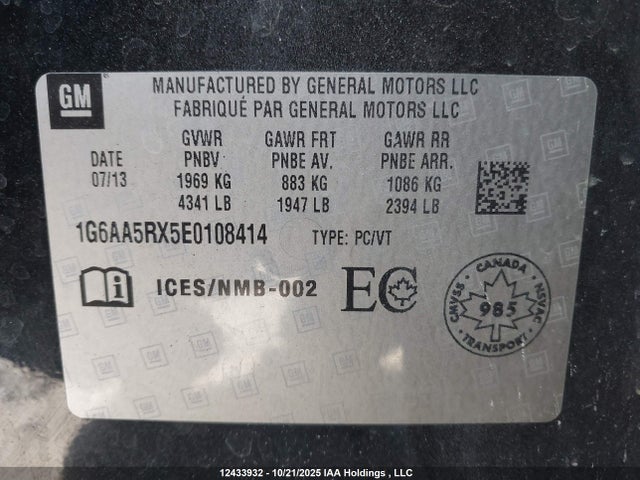 1G6AA5RX5E0108414 Cadillac ltg