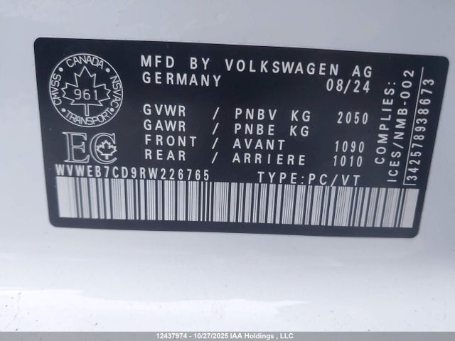 Aukcja sprzedaży 2024 Volkswagen Golf R, vin: WVWEB7CD9RW226765, numer aukcji: 12437974