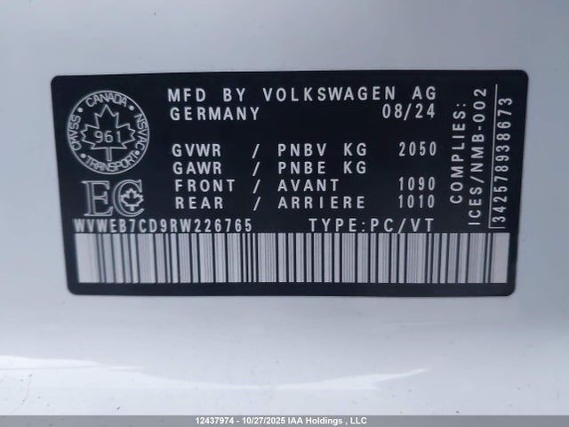 Aukcja sprzedaży 2024 Volkswagen Golf R, vin: WVWEB7CD9RW226765, numer aukcji: 12437974