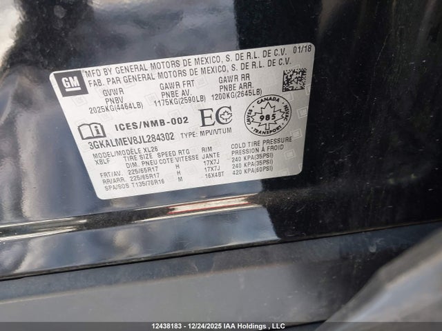 3GKALMEV8JL284302 GMC Terrain Sle