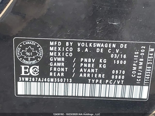 3VW267AJ4GM350713 Volkswagen Jetta 1.4 Tsi Trendline/1.4 Tsi Trendline+