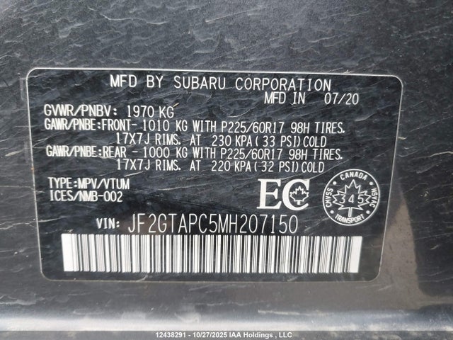 Subaru Crosstrek Touring 2021 JF2GTAPC5MH207150 Image 9
