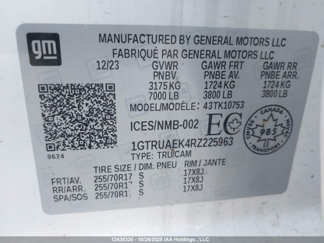 1GTRUAEK4RZ225963 GMC Sierra K1500