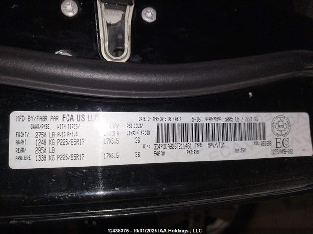 Продажа на аукционе авто 2016 Dodge Journey, vin: 3C4PDCAB2GT211461, номер лота: 12438375