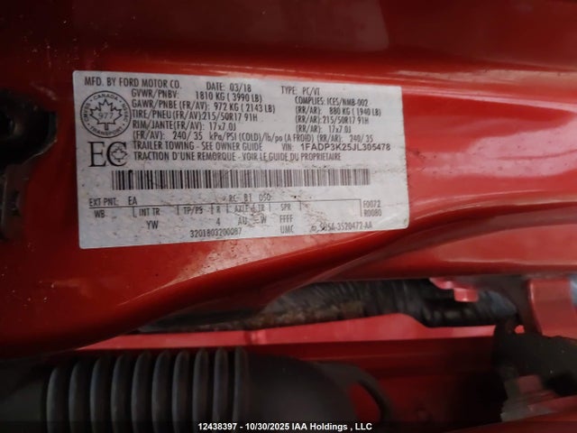 Ford 2.0l gdi 2018 1FADP3K25JL305478 Image 9