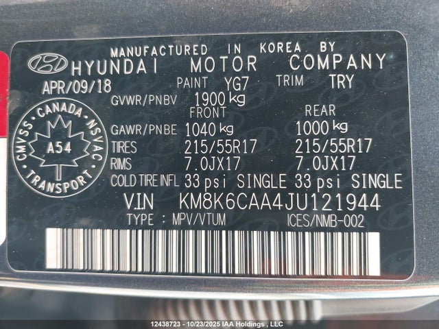 Hyundai Kona 2018 KM8K6CAA4JU121944 Image 18