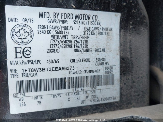 1FT8W3BT3EEA56373 Ford F-350 Lariat