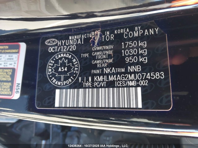 Hyundai mpi nu pe 2021 KMHLM4AG2MU074583 Image 9
