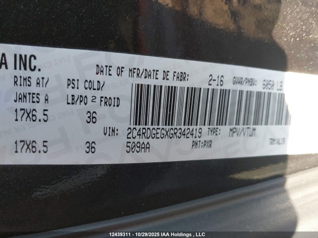 2C4RDGEGXGR342419 Dodge Grand Caravan