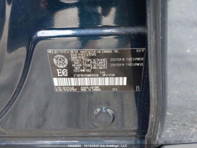 Toyota 2ar-fe 2017 2T3DFREV5HW630936 Image 9