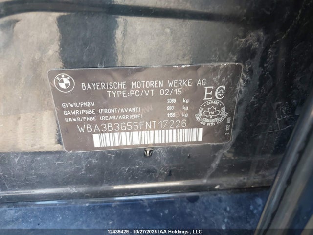 Продажа на аукционе авто 2015 Bmw 328i Xdrive, vin: WBA3B3G55FNT17226, номер лота: 12439429