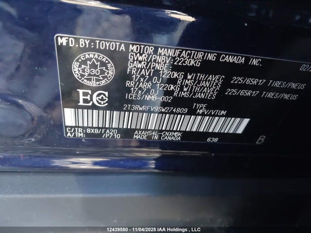 2T3RWRFV9SW274809 Toyota RAV4 HYBRID