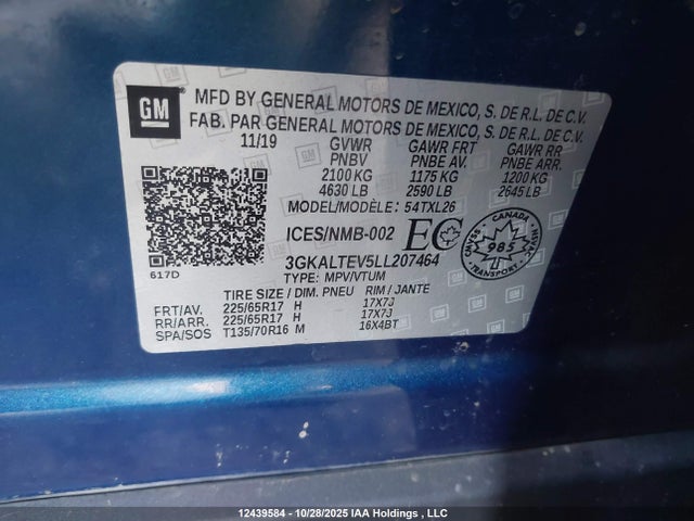Продажа на аукционе авто 2020 Gmc Terrain, vin: 3GKALTEV5LL207464, номер лота: 12439584
