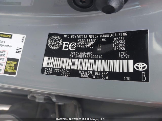 Toyota COROLLA SE 2022 5YFB4MBE8NP109610 Image 27