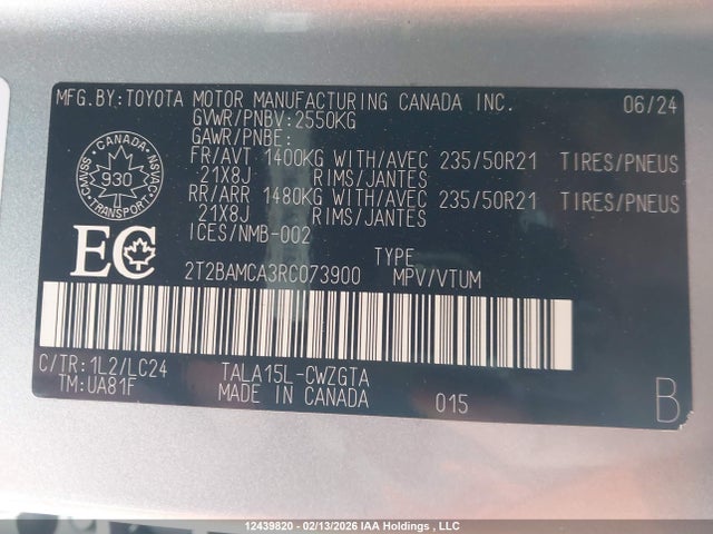 Aukcja sprzedaży 2024 Lexus Rx 350 Base/350 Premium/350 Premium Plus/350 Luxury/350 F Sport, vin: 2T2BAMCA3RC073900, numer aukcji: 12439820