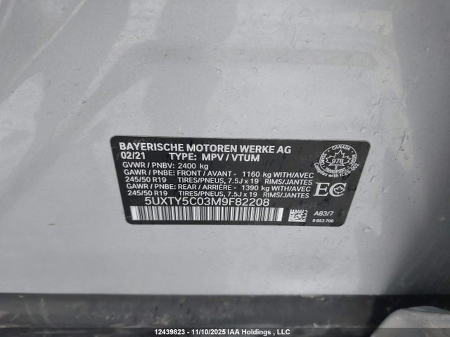 5UXTY5C03M9F82208 BMW X3