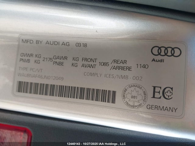 WAUBNAF46JN012049 Audi A4 2.0t Progressiv