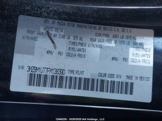 3MZBM1U77FM138390 Mazda MAZDA3