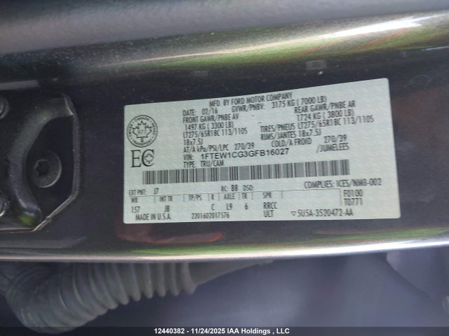 1FTEW1CG3GFB16027 Ford F-150 Xlt
