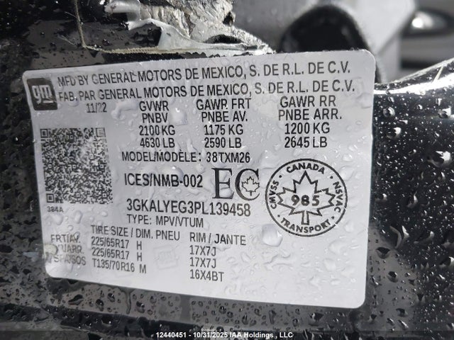 12440451 :رقم المزاد ، 3GKALYEG3PL139458 vin ، 2023 Gmc Terrain At4 مزاد بيع