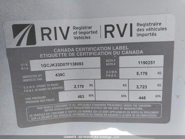 Aukcja sprzedaży 2007 Chevrolet Silverado K3500, vin: 1GCJK33D07F138093, numer aukcji: 12440475