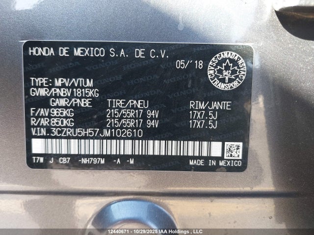 3CZRU5H57JM102610 Honda HR-V