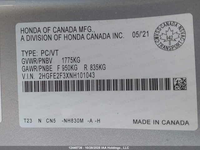 Honda Civic Ex 4dr 2022 2HGFE2F3XNH101043 Image 9