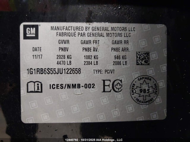 1G1RB6S55JU122658 Chevrolet Volt