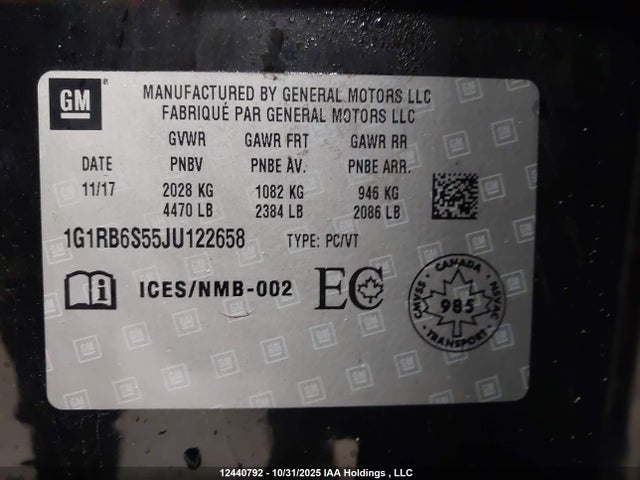 1G1RB6S55JU122658 Chevrolet Volt