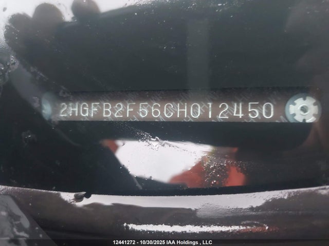 12441272 :رقم المزاد ، 2HGFB2F56CH012450 vin ، 2012 Honda Civic Lx مزاد بيع