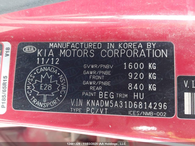 Продаж на аукціоні авто 2013 Kia Rio Lx, vin: KNADM5A31D6814296, номер лоту: 12441329