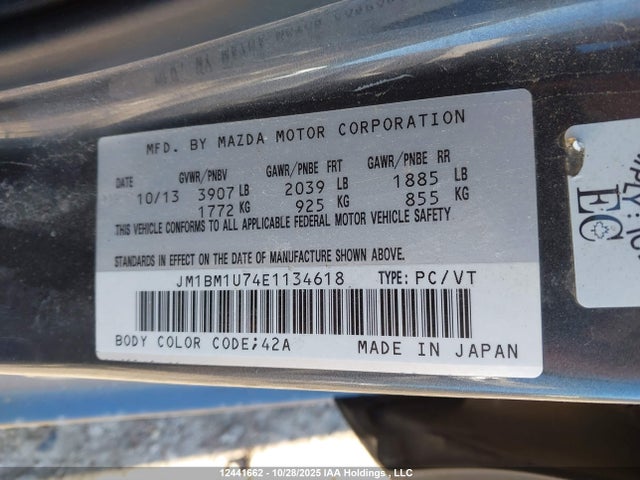 JM1BM1U74E1134618 Mazda 3 SPORT