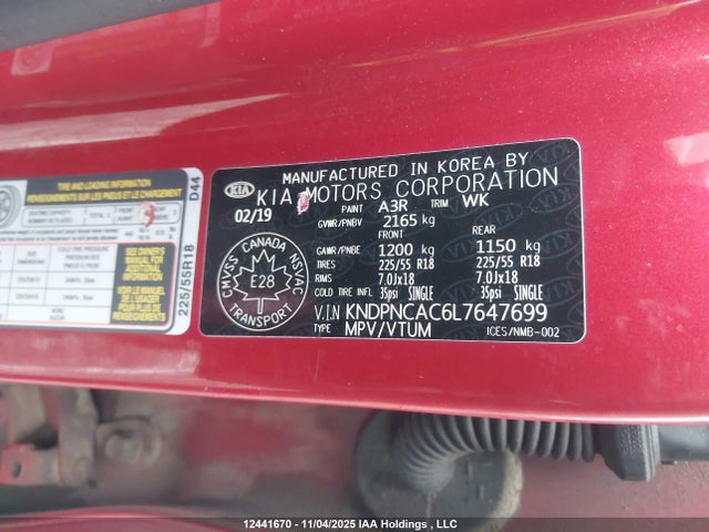 Aukcja sprzedaży 2020 Kia Sportage Ex/ex Premium/ex Premium S/ex S/ex Tech, vin: KNDPNCAC6L7647699, numer aukcji: 12441670