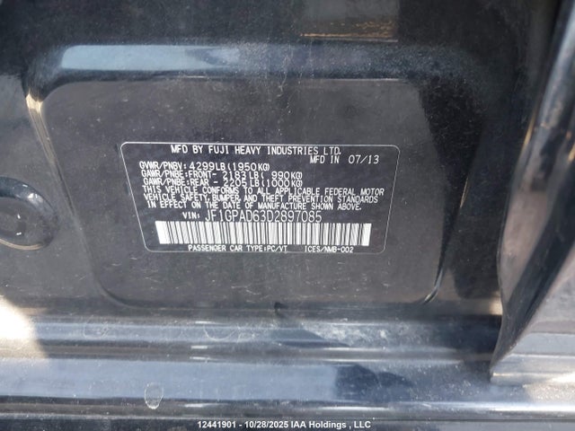 Aukcja sprzedaży 2013 Subaru Impreza 2.0i Touring Package, vin: JF1GPAD63D2897085, numer aukcji: 12441901
