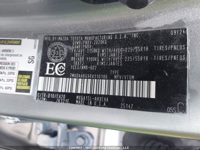 7MUDAABG9RV110186 Toyota m20a-fks