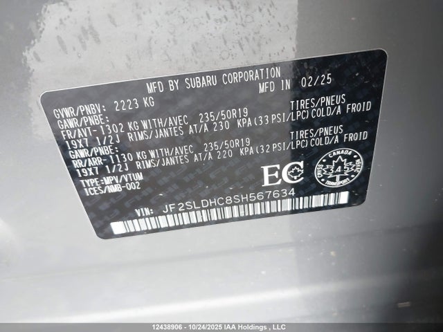 Subaru na 2025 JF2SLDHC8SH567634 Image 9