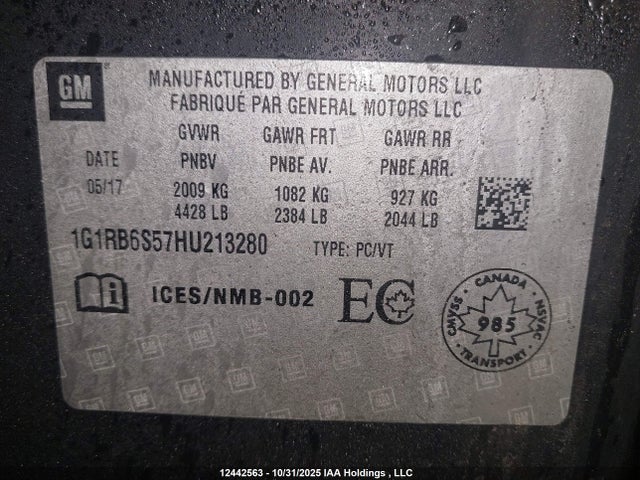 1G1RB6S57HU213280 Chevrolet Volt Premier