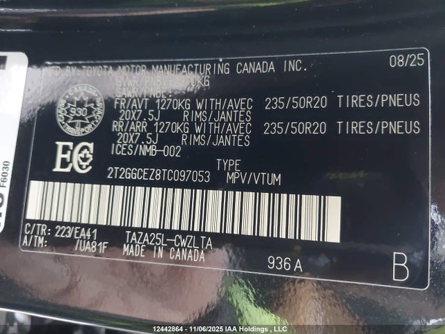 Aukcja sprzedaży 2026 Lexus Nx Nx 350, vin: 2T2GGCEZ8TC097053, numer aukcji: 12442864