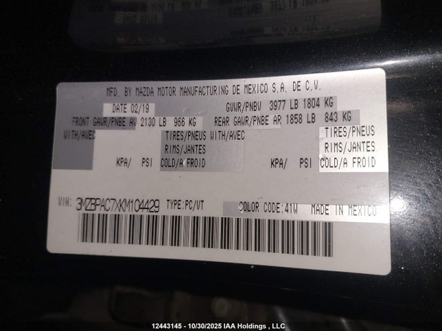 3MZBPAC7XKM104429 Mazda 3 Preferred Plus