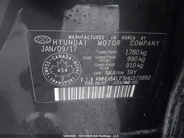 KMHD84LF5HU373892 Hyundai Elantra