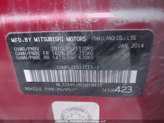 Mitsubishi MIRAGE SE 2014 ML32A4HJ8EH018493 Image 9