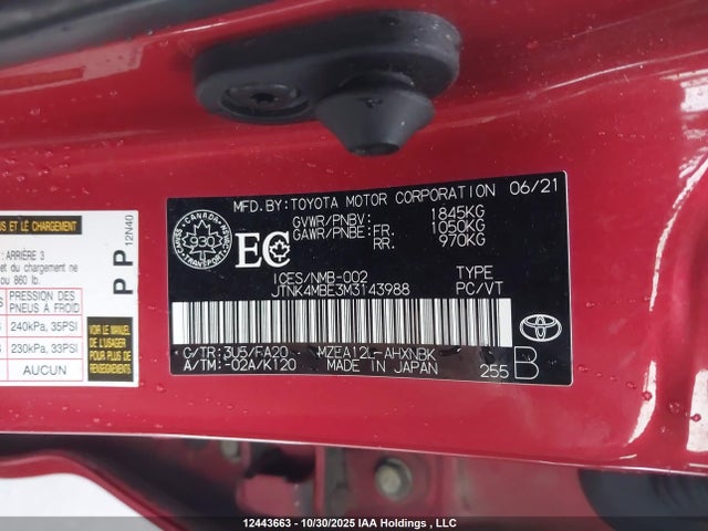 Toyota COROLLA SE 2021 JTNK4MBE3M3143988 Image 26