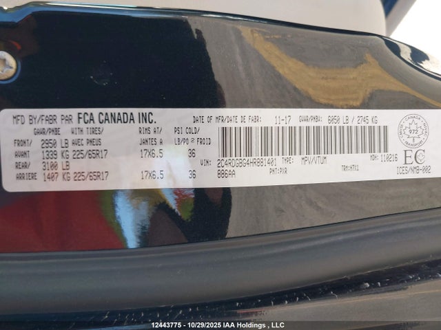 Dodge Grand Caravan Cvp/sxt 2017 2C4RDGBG4HR881401 Image 18