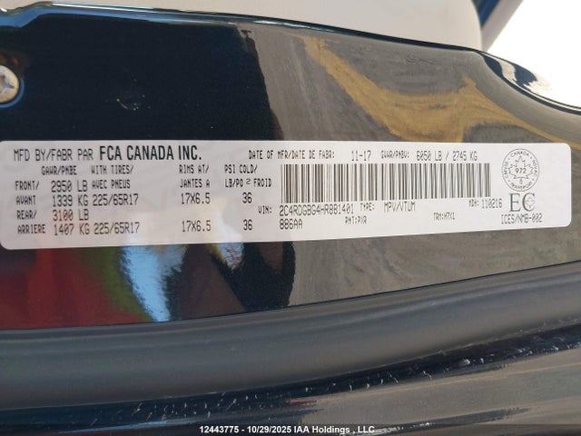 Dodge Grand Caravan Cvp/sxt 2017 2C4RDGBG4HR881401 Image 9