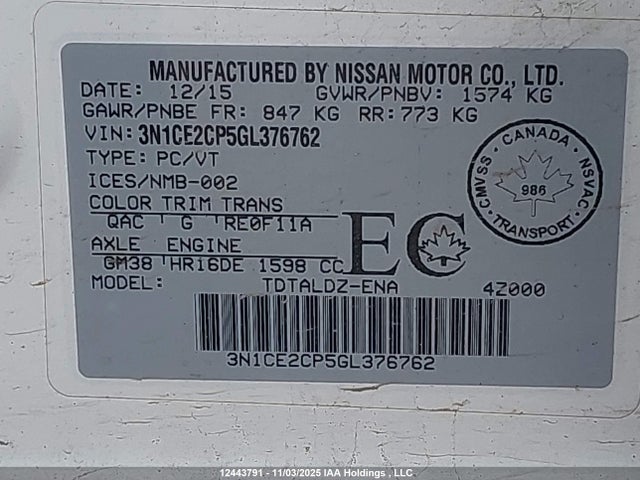 Nissan Versa 2016 3N1CE2CP5GL376762 Image 18