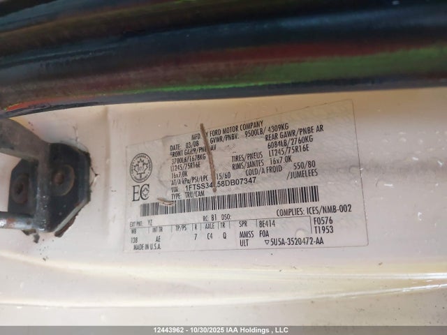 12443962 :رقم المزاد ، 1FTSS34L58DB07347 vin ، 2008 Ford Econoline Cargo Commercial مزاد بيع
