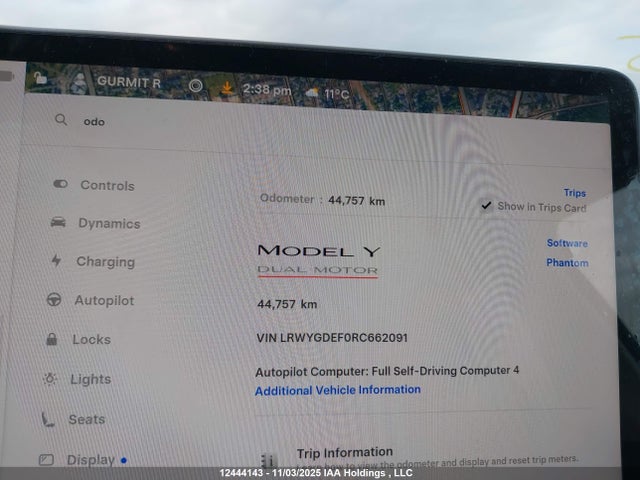 Продажа на аукционе авто 2024 Tesla Model Y, vin: LRWYGDEF0RC662091, номер лота: 12444143