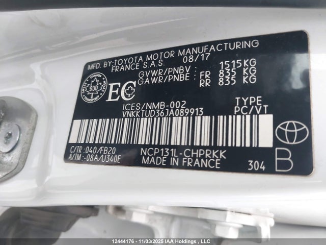 VNKKTUD36JA089913 Toyota Yaris
