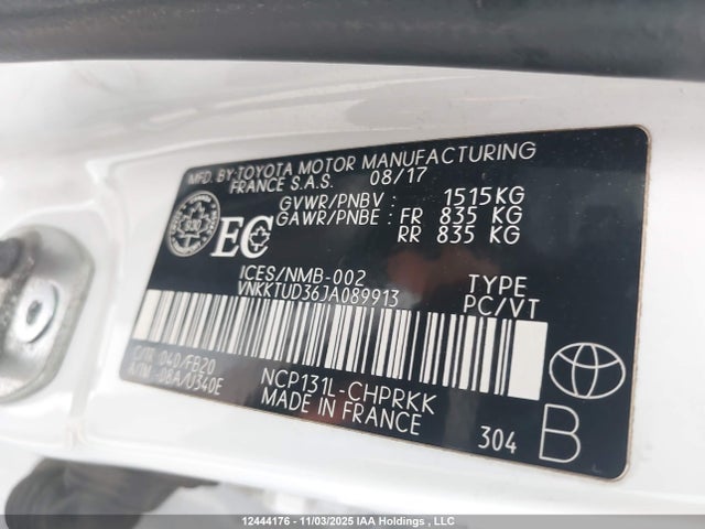 VNKKTUD36JA089913 Toyota Yaris